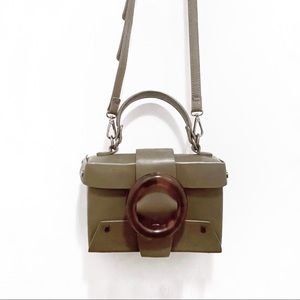 Tortoise Buckle Hunter Green Crossbody Bag